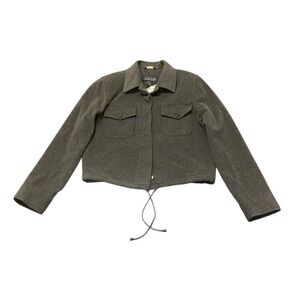 Harolds Jacket Womens M Gray Wool Cashmere Italy Heritage Preppy Crop‎ NWT